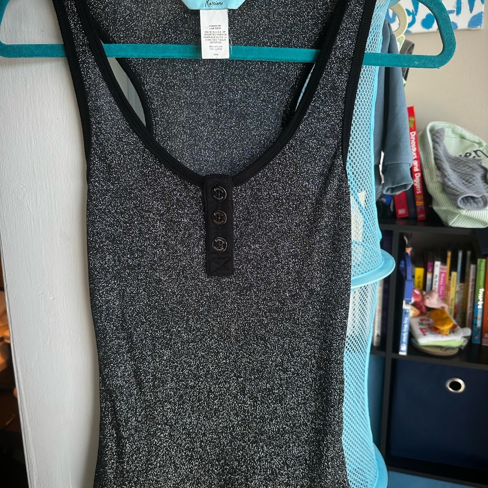 Marciano Black and Gray Fitted Buttoned Tank Top